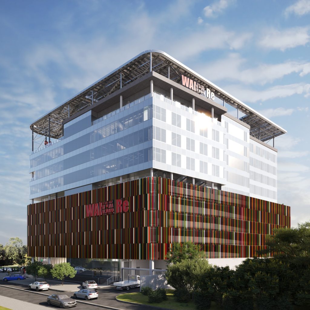WAICA Modern multi-story building with colorful facade